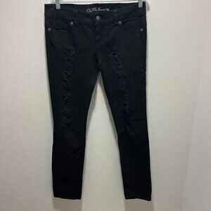 Guess Jeans Ripped Daredevil Skinny Leg Women's Size 30 Black Denim Stretch